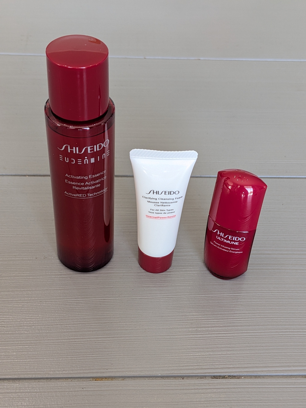 Shiseido Skincare Set: Activating Essence, Cleansing Foam, Power Infusing Serum